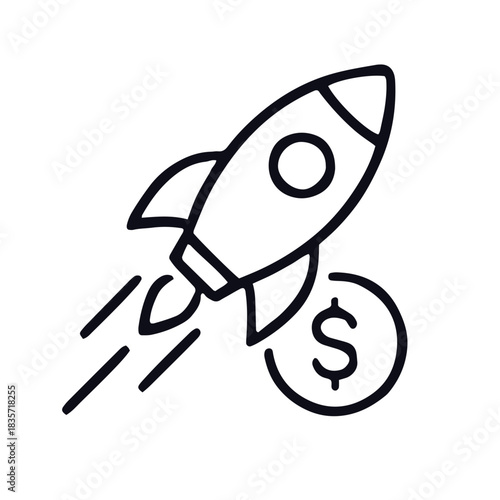 Profitable Business line icon black and white vector design 