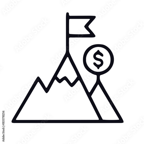 Profitable Business line icon black and white vector design 