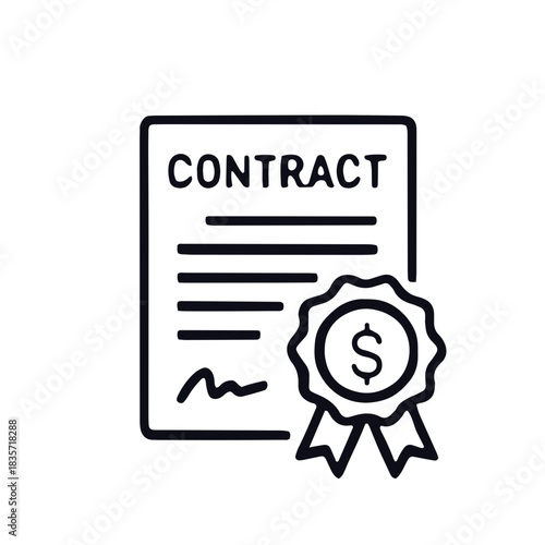 Profitable Business line icon black and white vector design 