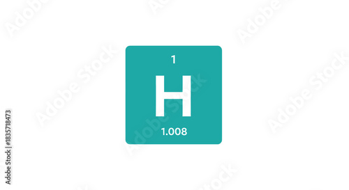 Teal tile showing 'H' (hydrogen) atomic number 1, mass 1.008