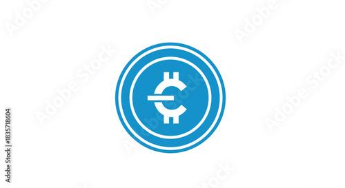Blue coin with a currency symbol
