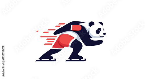 Animated panda ice skating