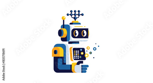 Cartoon vector robot with geometric shapes