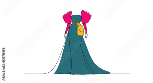 Flowing dress line art