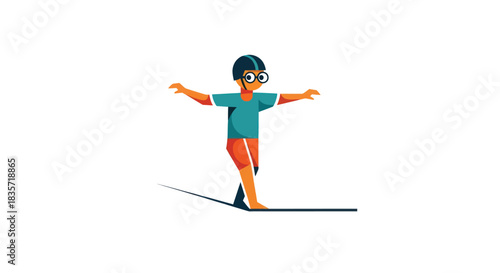 Cartoon of a person balancing on a line