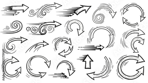 Hand-Drawn Arrow Collection with Dynamic Design Elements for Creative Projects