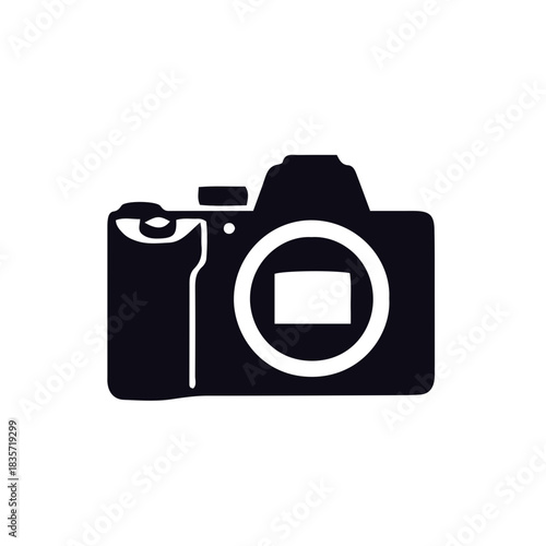 camera icon, photo camera black and white vector design 