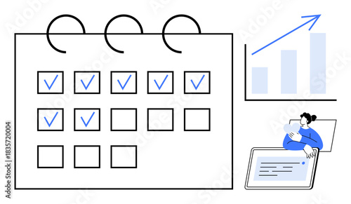 Scheduling concept. Scheduling tasks on a structured calendar improves time management and productivity. Scheduling visuals show efficiency and planning. For projects, workplaces, time management