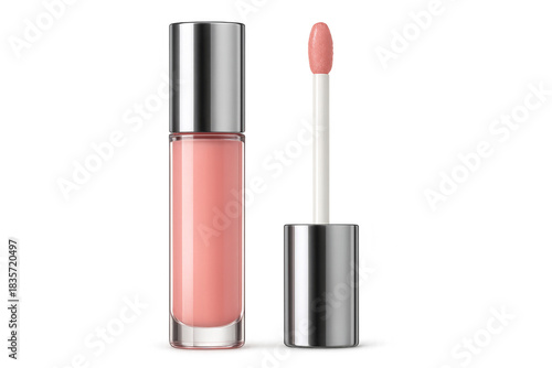 Pink lip gloss bottle with applicator 