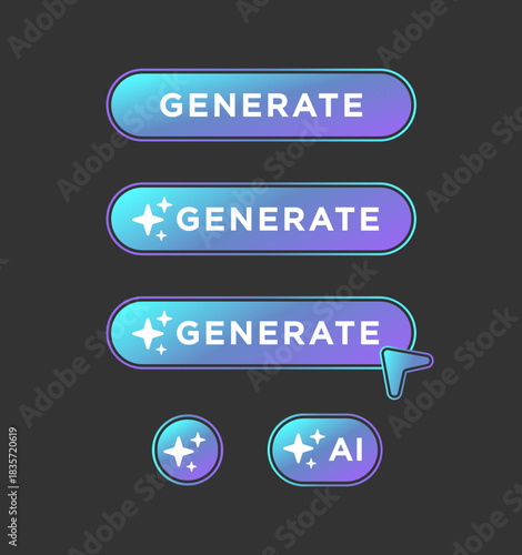 Generate AI Button, AI Button, AI Vector, AI Button Vector, Artificial Intelligence Button, UI Button, Smart Phone Button, Artificial Robotics, Automation Button