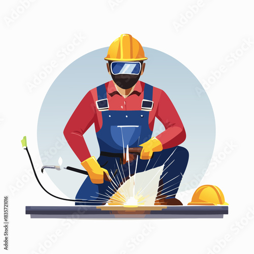 A skilled welder, wearing protective gear, meticulously works on a metal pipe, demonstrating precision and expertise in the industrial process.