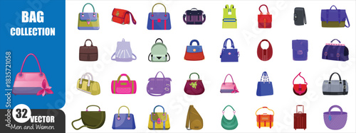 Trendy Handbag and Backpack Vector Collection –Modern Fashion Bag Illustrations