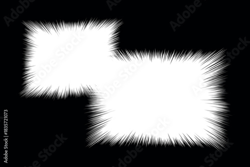 Cartoon Speed1-16 : White square radial beam stock background illustration with two ends superimposed on a black background.