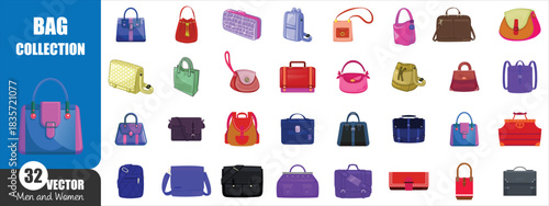 Designer Handbags, Backpacks, and Satchels – Premium Bag Vector Illustrations