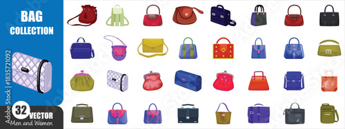 Stylish Bag Collection Vector Set – Fashion Handbags, Purses, and Backpacks
