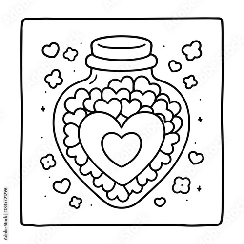 Bold and Easy Valentine's Day Coloring Page for Kids and Adults, Cozy Love Coloring Page, Cute and Cozy, Bold and Easy, Fun Romantic, Hygge-Inspired Designs, Valentine's Day, Self-love, Victor art.