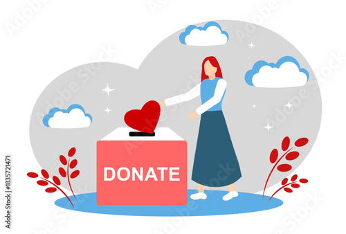 The concept of charity, assistance and volunteering. Donation box