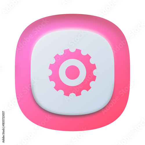 Isometric Gear Icon – Vector Technology Illustration
