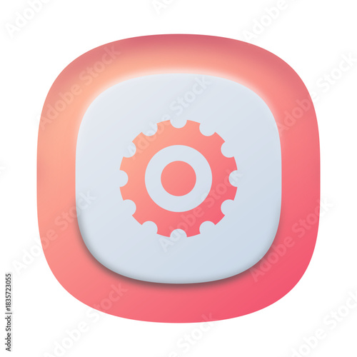 3D Gear Icon – Settings Button for App Interface
