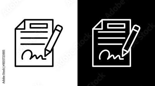 Signature With Icon Set Design