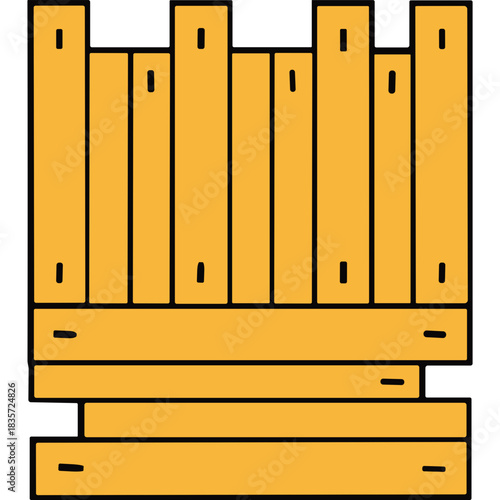 Abstract Orange Wooden Planks Pattern With Black Outline And Black Background Graphic Design Element