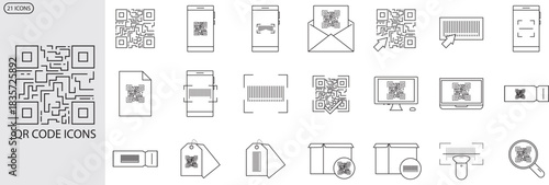 QR Code icon set. barcode icon set. scan icon set. 