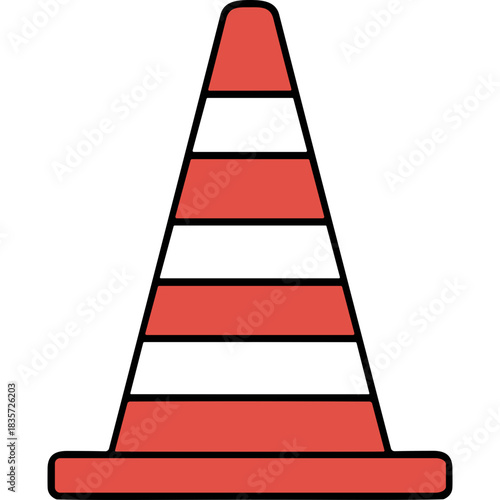 Bright Orange and White Striped Traffic Cone A Safety Device With A Wide Base On A Solid Black Background Symbolizing Caution And Roadwork