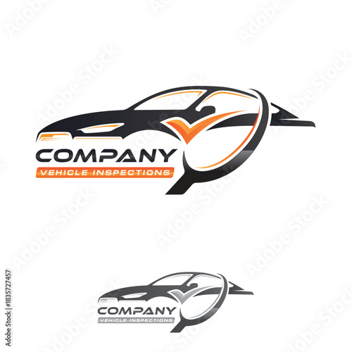 Automotive Inspection logo design with silhouette car