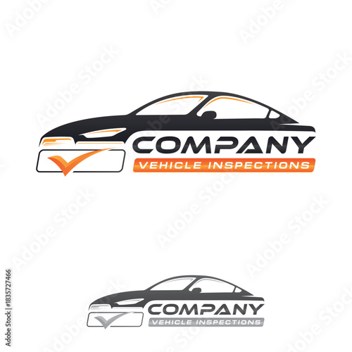 Automotive Inspection logo with tick design template on white background