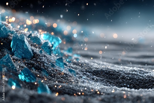 Elegant blue winter backdrop featuring soft snowfall, silver sparkles, and a clean minimal gradient. Perfect for holiday graphics, banners, and modern seasonal layouts.