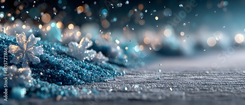 Soft blue gradient winter background with delicate snowfall and silver sparkles. Ideal for calm, modern, and luxurious seasonal design projects.