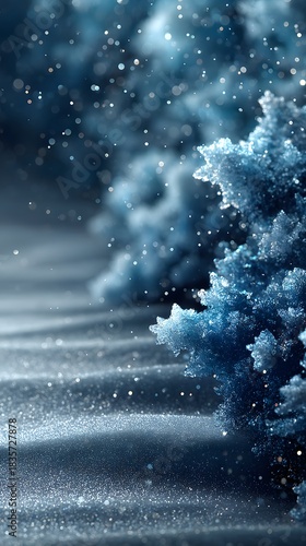 Soft blue gradient winter background with delicate snowfall and silver sparkles. Ideal for calm, modern, and luxurious seasonal design projects.