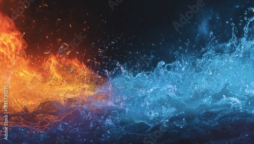 Wallpaper Mural Intense fiery flames meet cool splashing water in dynamic elemental collision Torontodigital.ca