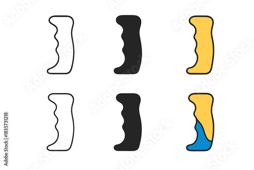 Stylish Handle Designs. Handle with contoured grip and thumb rest for comfort, clean geometric minimal icon, first in line style