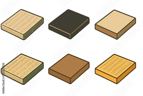 Tatami Art Styles. Tatami corner with worn edge and soft shadow, subtle asymmetry revealing quiet refinement, first in line style