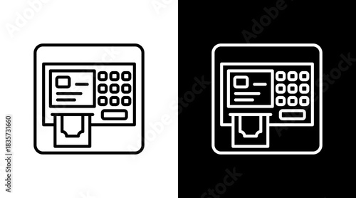 Atm Machine With Icon Set Design