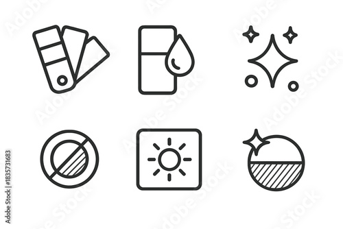 Shades of Feeling Icons. Line style icons of Shades of Feeling: gentle tint, bold hue, soft tone, subtle glow, deep contrast,