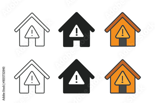 Emergency Shelter Icons. Compact emergency shelter with pitched roof and minimal structural details, minimal vector icon, first in