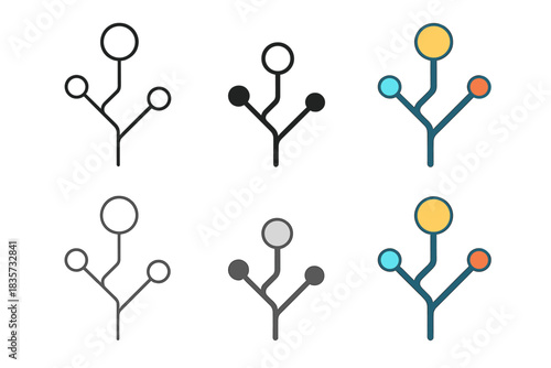 Quantum Luminous Artistry. Branching quantum sculpture with selective luminous nodes, clean minimal vector design, first in line