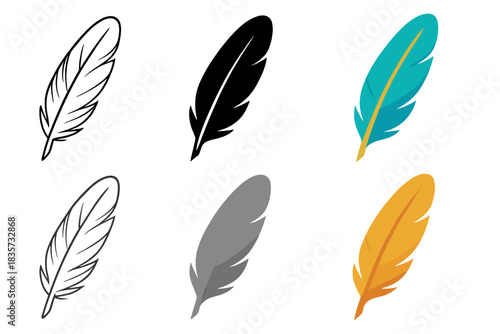 Gull Feather Illustration. Oil lamp with visible wick and curved handle, clean minimal vector illustration, abstract icon, first