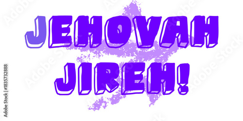 Jehovah Jireh Bold Typography Christian Design with Purple Watercolor