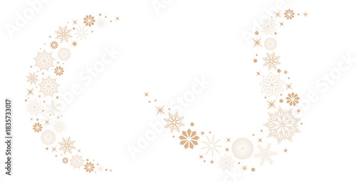 Holiday Season Decorative border of Snowflakes. Wave shaped vector design element for Christmas and New Year banners background