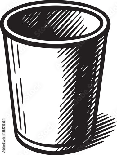 Bold marker illustration of a trash can for waste, bin, and cleaning visuals