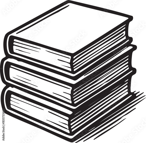 Bold marker drawn stack of books for education, study, and literature visuals