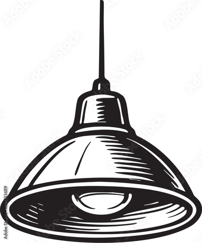 Bold marker style illustration of a pendant lamp for interior and lighting scenes