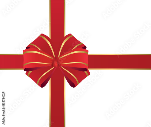 Realistic Red Ribbon Bow – Decorative Satin Gift Bow Isolated Vector