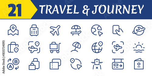 travel journey line icons.eps