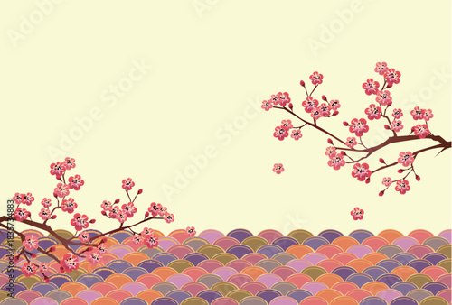 和柄　梅　年賀状　背景	