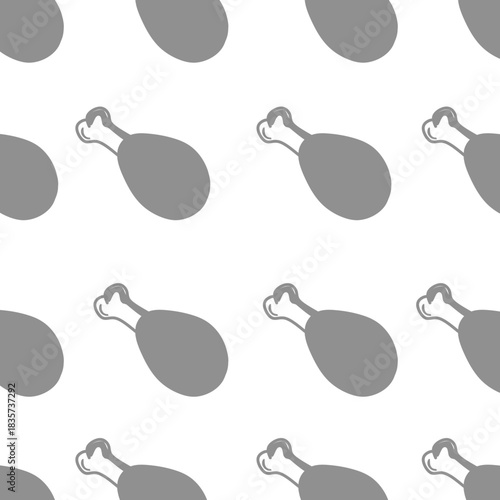 Seamless pattern of chicken legs. Hand drawing Doodle chicken legs. Fried chicken doodle pattern background. Fried chicken Seamless Pattern for coloring kids books	