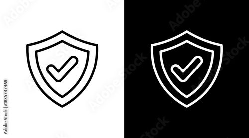 Shield Protection With Icon Set Design